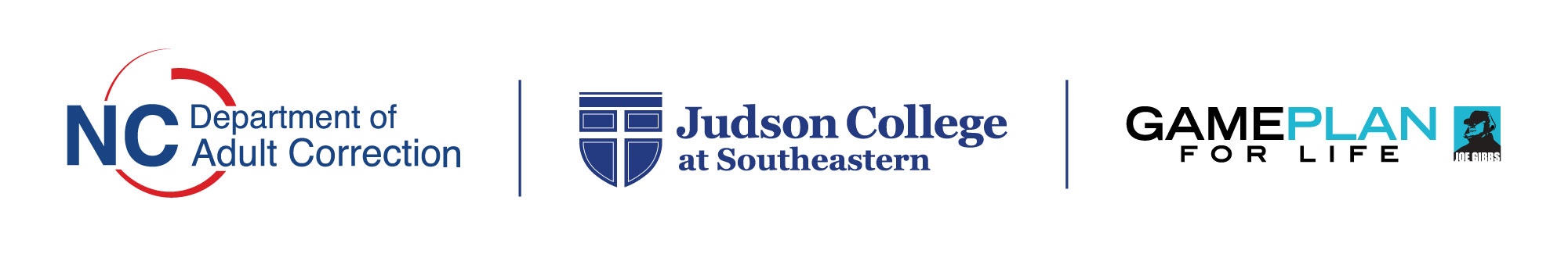 Logos of NCDAC, Judson College, and Gameplan for Life